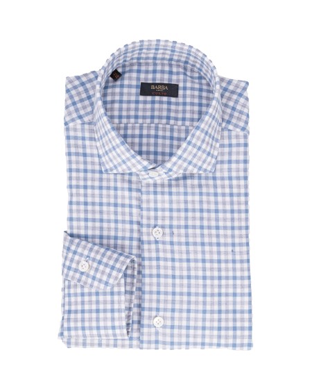 Shop BARBA  Camicia: Barba camicia a quadri linea "Culto".
Cucita a mano.
Bottoni in madreperla di colore bianco.
Cucitura bottoni a giglio.
Impuntura a 5 mm.
Collo classico.
Dietro con riprese.
Davanti senza cannolo.
Polso rotondo.
Composizione: 100% cotone.
Made in Italy.. K1U02 44033-1